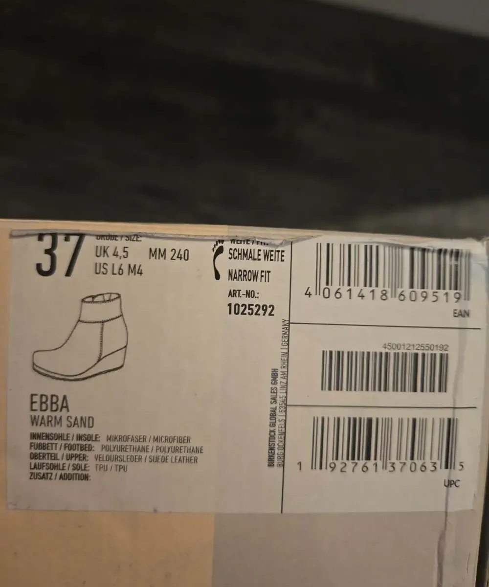 New Birkenstock papillio ebba wedge booties warm sand sz 37